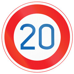 Japanese road sign - Maximum Speed Limit 20 kilometers per hour