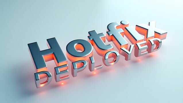 Hotfix deployed message created with modern typography on a soft background