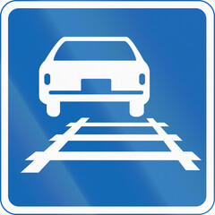 Japanese road sign - Permitted passing on tramway
