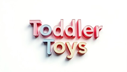 Colorful toddler toys displayed creatively against a plain background