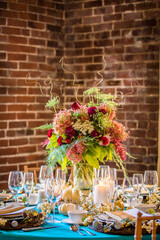 fall wedding reception table floral arrangement 