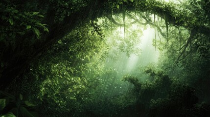 Obraz premium Enchanted Rainforest, A Serene Escape into Lush Greenery