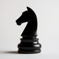 Chess: Black Knight Piece on a White Background. Game Strategy. Board Game.