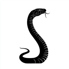 Fototapeta premium Silhouette of a snake on a white background. S-shape with a forked tongue.