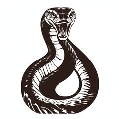 Fototapeta premium Stylized vector illustration of a snake with its mouth open, isolated.