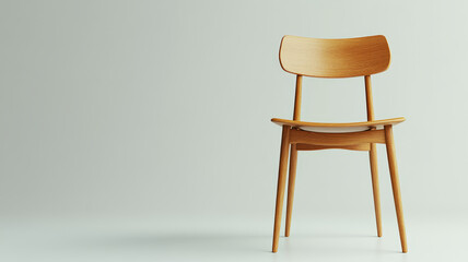 Wooden chair with minimalist design on a light background.
