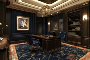 Fototapeta premium Luxury coworking office. AI generated illustration.