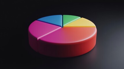 Fototapeta premium Colorful pie chart on a black background showcasing data distribution for analysis