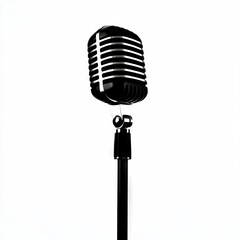 Fototapeta premium Classic microphone on a white background, ready to capture sound.