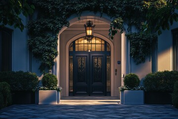 Fototapeta premium Luxury entrance to business center. AI generated illustration.