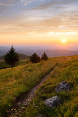 Scenic summer sunset over the Appalachian Mountains of Virginia