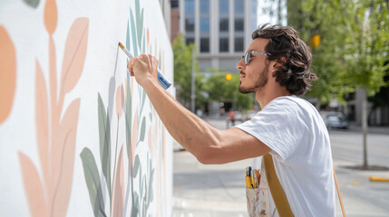Artist receiving a mural commission for urban downtown area