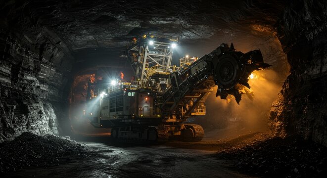 Powerful Longwall Mining Machine Illuminates a Dark Underground Coal Mine