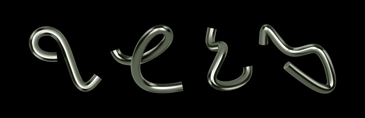Obraz premium 3d chrome spiral. Abstract line shape. Render silver element fluid. Silver metal wave twisted figure isolated. Vector realistic illustration for futuristic design