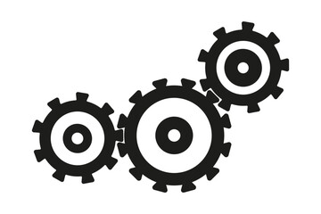 Three cogwheels icon symbol working together symbolizing teamwork