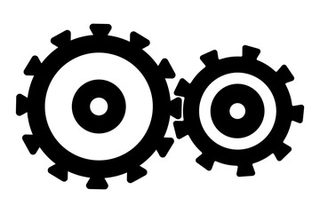 Icon symbol of Interlocking gears symbolizing teamwork vector illustration