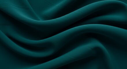Obraz premium Teal Fabric Drape Texture - Close-up shot of teal fabric with soft, flowing drapes. Perfect for textile, fashion, or design projects