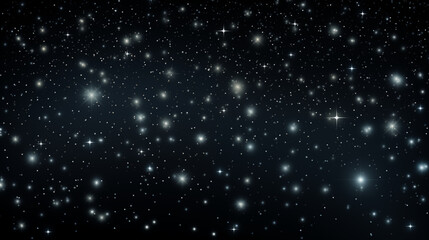 Fototapeta premium Particules et étoiles scintillantes et brillantes volant sur fond sombre, noir. Lumière, étoile, paillette dorée et flou. Cosmos, univers, espace. Fond pour bannière, conception et création graphique.