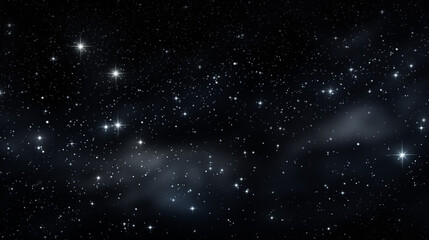 Fototapeta premium Particules et étoiles scintillantes et brillantes volant sur fond sombre, noir. Lumière, étoile, paillette dorée et flou. Cosmos, univers, espace. Fond pour bannière, conception et création graphique.