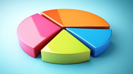 Obraz premium Colorful pie chart segments on a blue background illustrating data representation and analysis