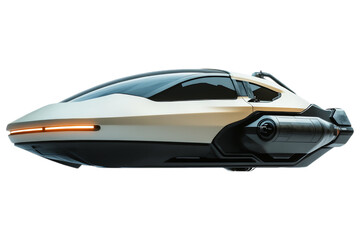 Futuristic flying car isolated. Sci-fi hover vehicle design, AI generated..