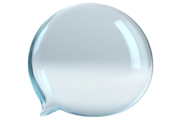 Transparent glass speech bubble isolated. Minimalistic 3D dialog balloon design, AI generated..