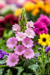 Fototapeta premium Light Pink Flower Blossom Closeup in Vibrant Garden Setting