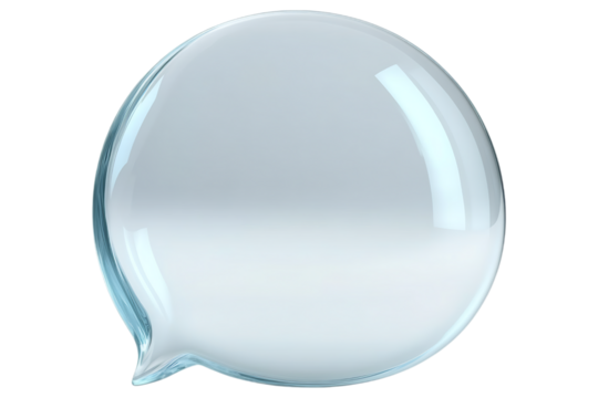 Transparent glass speech bubble isolated. Minimalistic 3D dialog balloon design, AI generated..