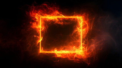 Fire frame on black background. Burning fire frame