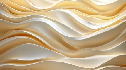 Obraz premium Abstract wavy layers in soft beige and white tones creating a flowing fabric-like texture