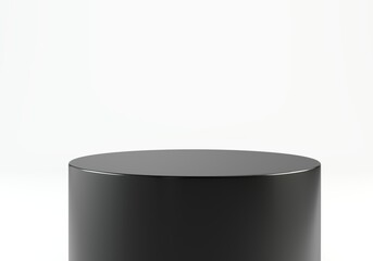 Elegant black podium with white background: luxury mockup for cosmetic and product presentation ,3d illustration