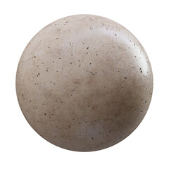 High-resolution image of a polished travertine stone ball, isolated on a transparent background for design projects