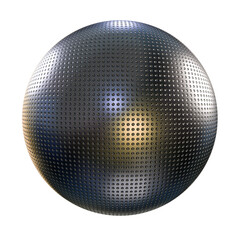 Abstract metallic ball with detailed textured surface, isolated on a transparent background