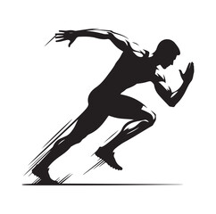 Track and field athlete in action silhouette vector illustration