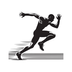Track and field athlete in action silhouette vector illustration