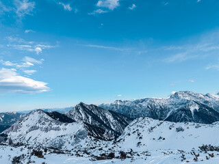 Snowy fields on mountains in Bavaria