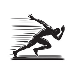 Track and field athlete in action silhouette vector illustration