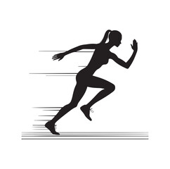 Track and field athlete in action silhouette vector illustration