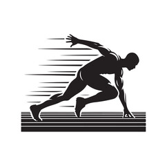 Track and field athlete in action silhouette vector illustration