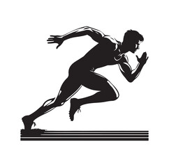 Track and field athlete in action silhouette vector illustration