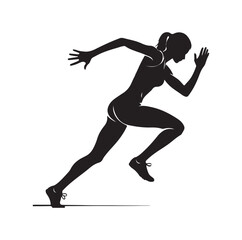 Track and field athlete in action silhouette vector illustration