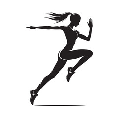 Track and field athlete in action silhouette vector illustration