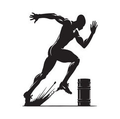 Track and field athlete in action silhouette vector illustration