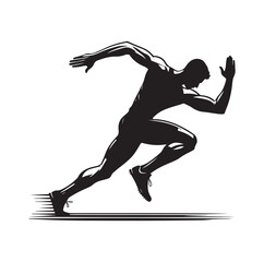 Track and field athlete in action silhouette vector illustration