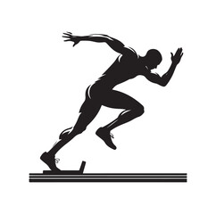 Track and field athlete in action silhouette vector illustration