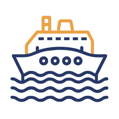 Obraz premium Ferry boat icon design showcasing smooth waves and a simplified vessel outline in vector format