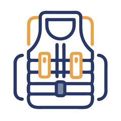 Obraz premium Vector icon of outdoor gear featuring a life vest design suitable for water activities in various environments