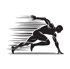 Track and field athlete in action silhouette vector illustration
