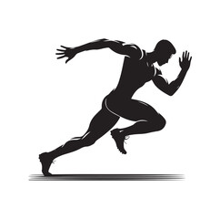 Track and field athlete in action silhouette vector illustration