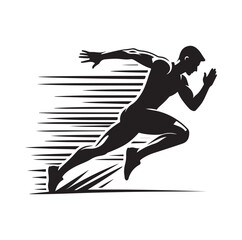 Track and field athlete in action silhouette vector illustration